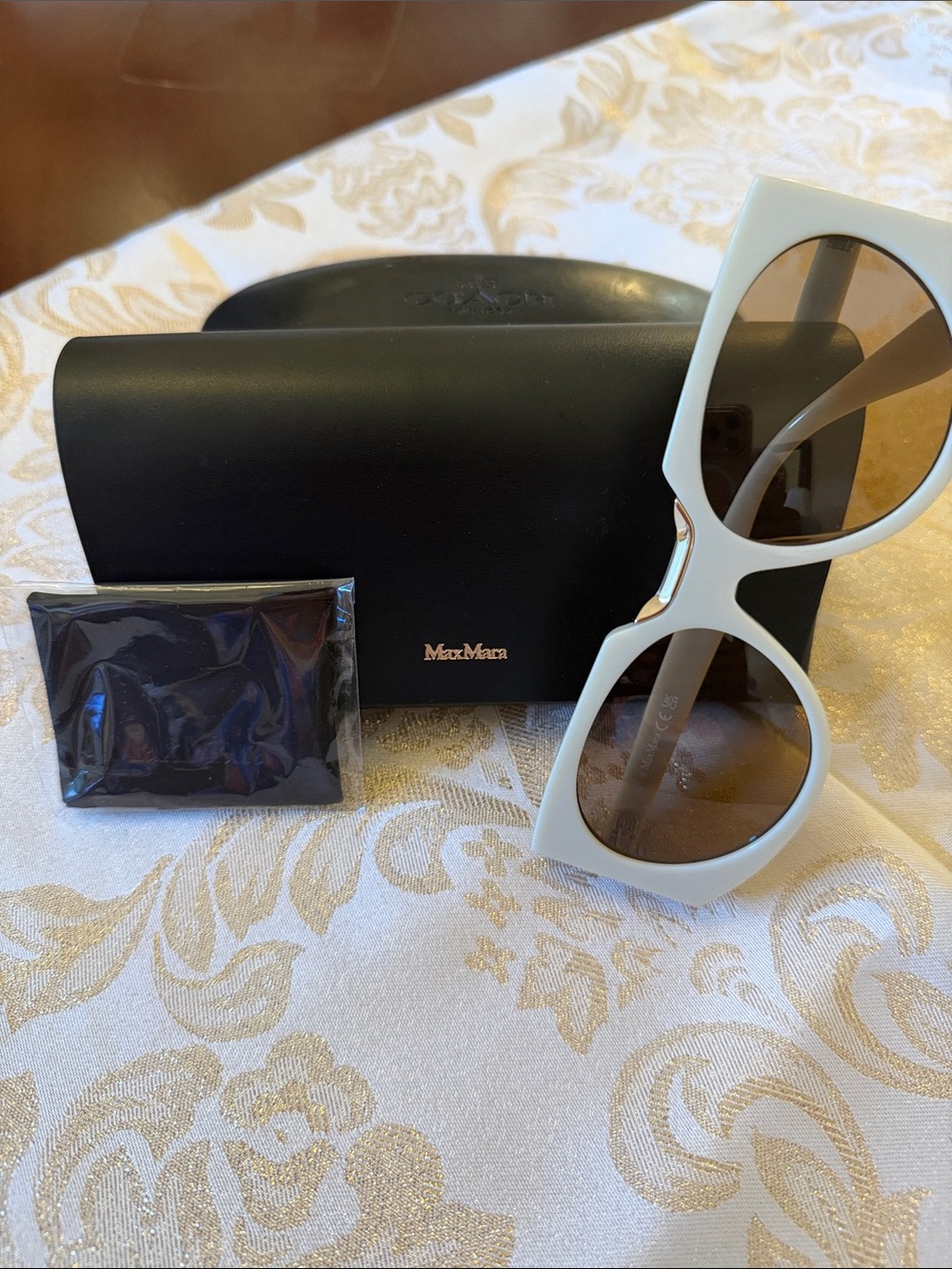 MaxMara White Frame Sunglasses with Brown Lenses